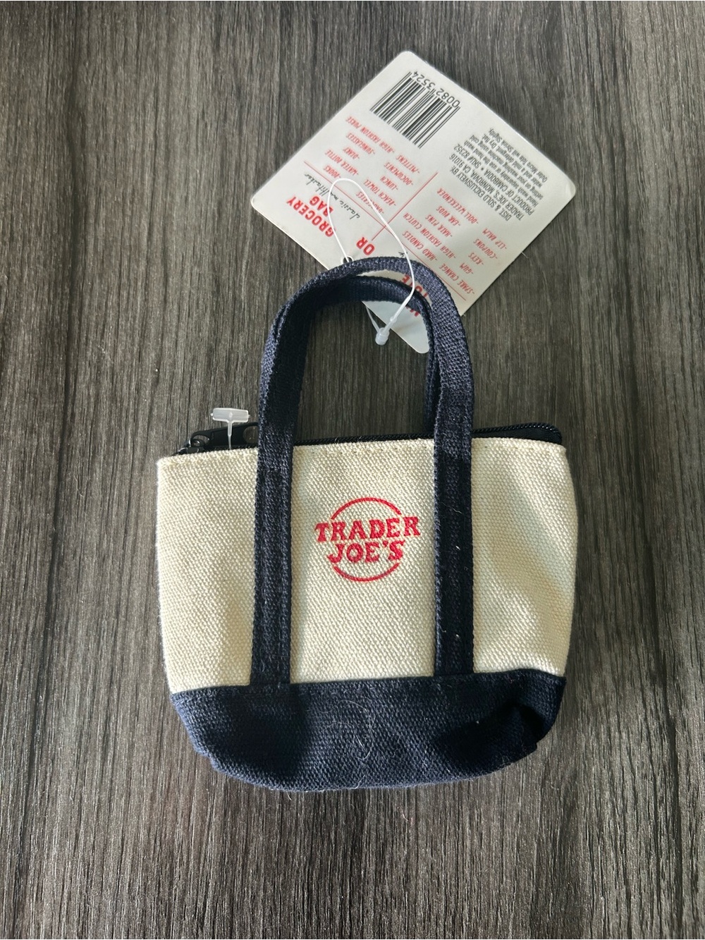 Trader Joe's Mini Canvas Tote Coin Purse - Cream and Navy